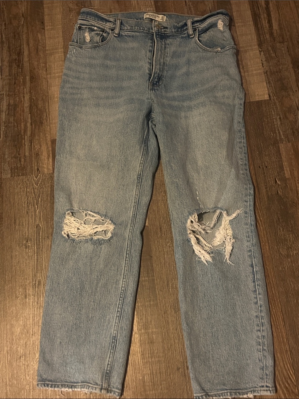Abercrombie & Fitch Light Wash High-Rise Distressed Jeans